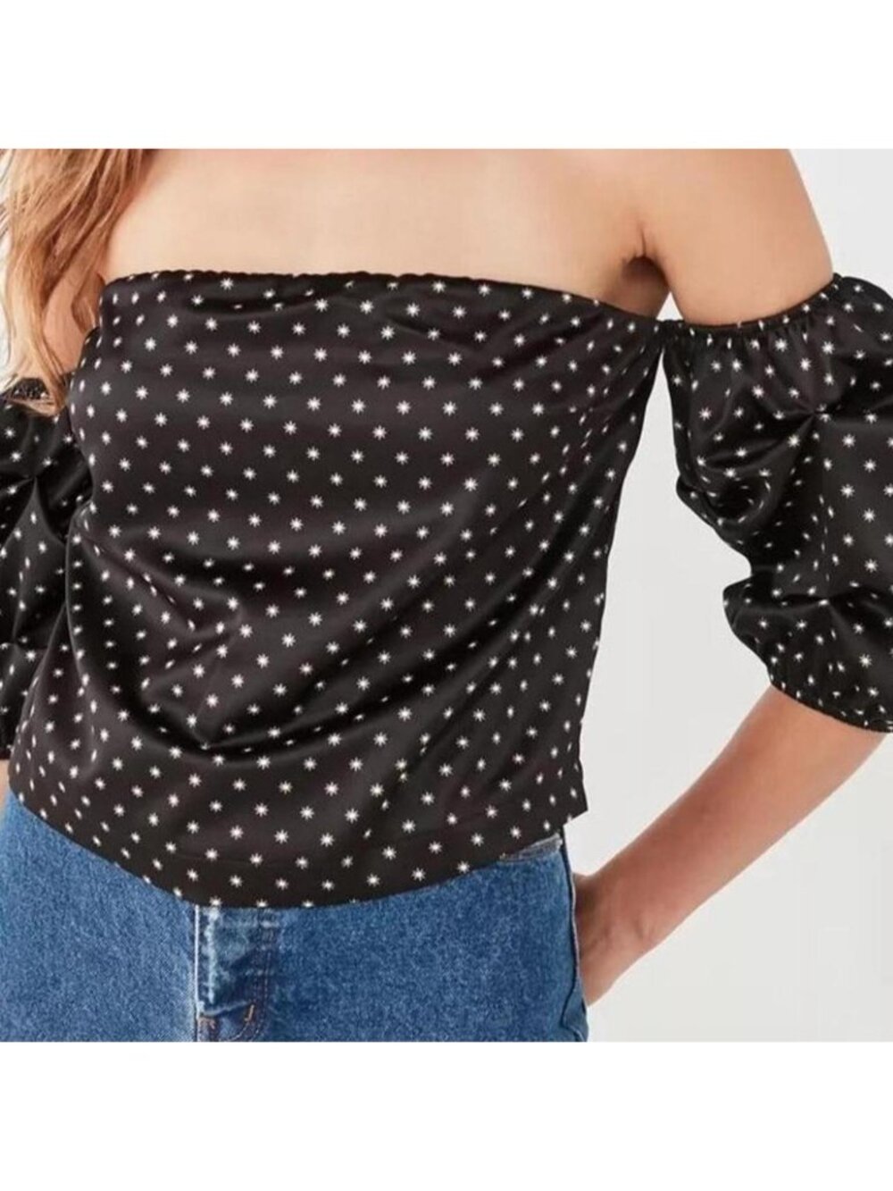 Urban outfitters black and white polka dot blouse